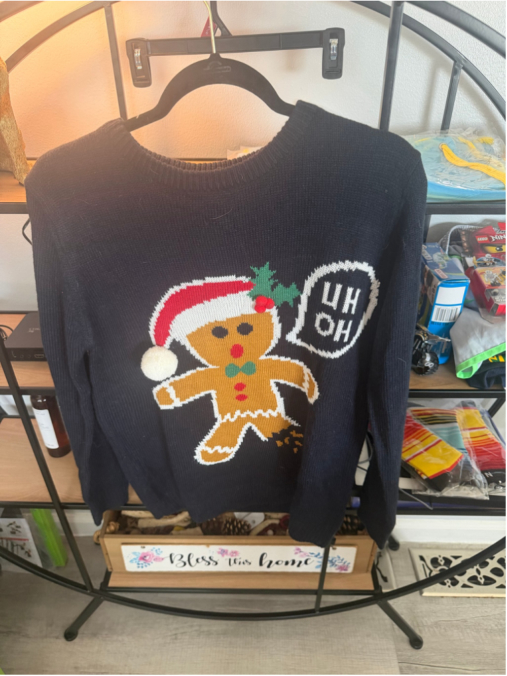 Women's Atmosphere Gingerbread Christmas Sweater Black Size S